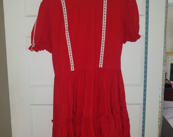 Vintage 1950's Square Dance Red Dress