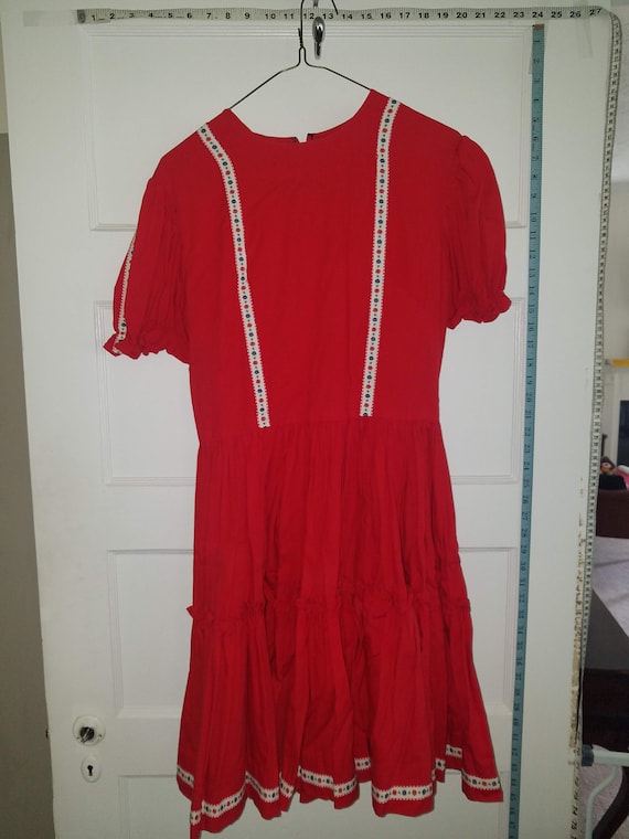 Vintage 1950's Square Dance Red Dress