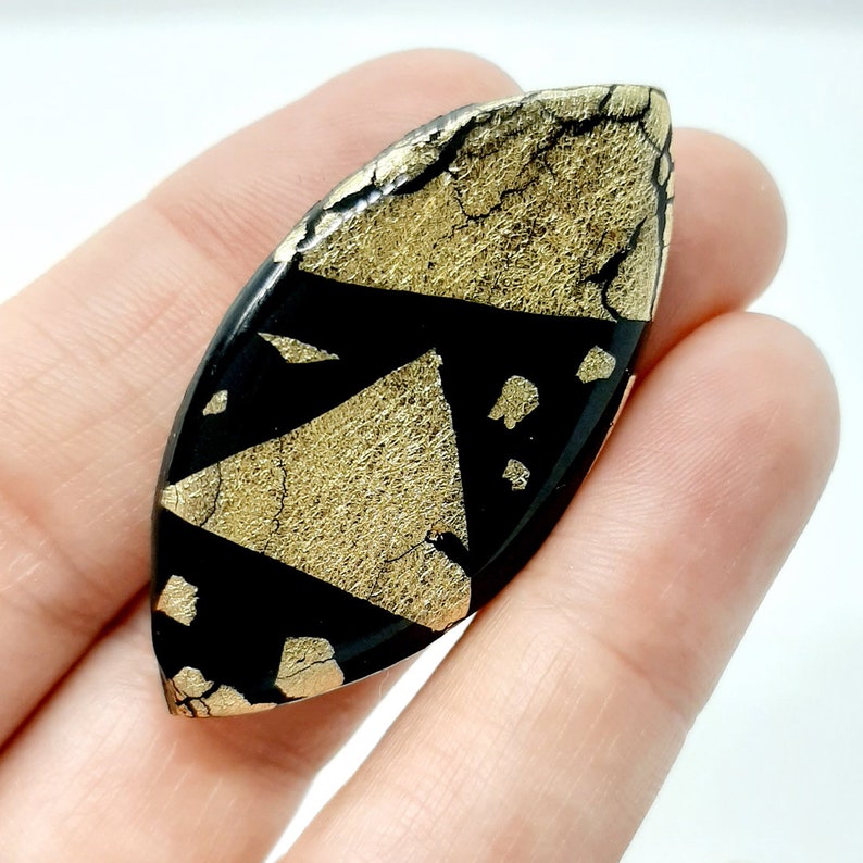 modern jewelry resin brooch and polymer paste handmade jewellery brooch or scarf ties Black and gold brooch