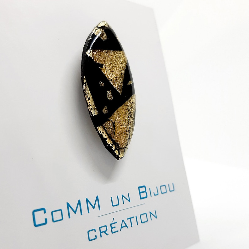 modern jewelry resin brooch and polymer paste handmade jewellery brooch or scarf ties Black and gold brooch