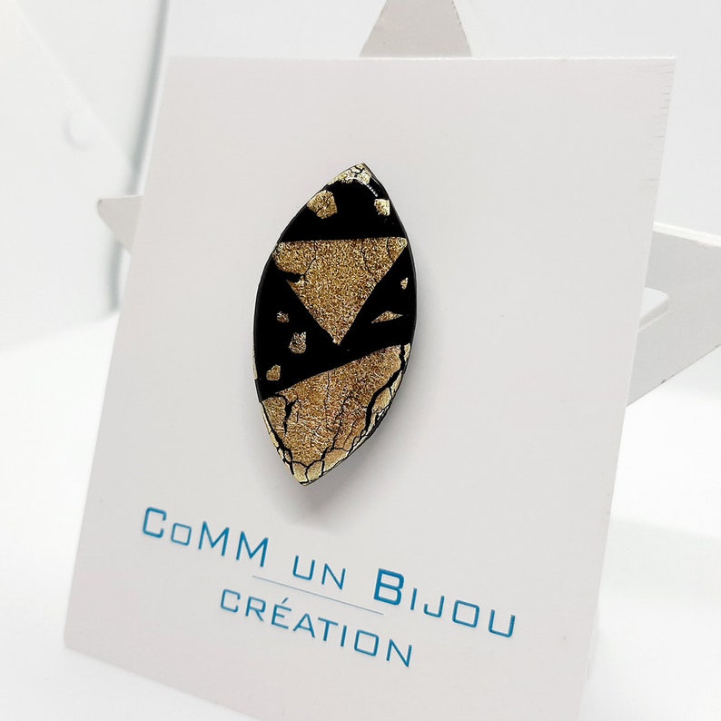 modern jewelry resin brooch and polymer paste handmade jewellery brooch or scarf ties Black and gold brooch