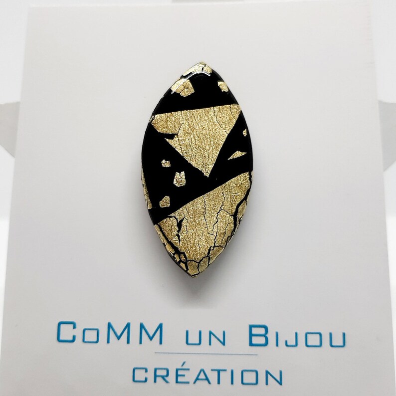 modern jewelry resin brooch and polymer paste handmade jewellery brooch or scarf ties Black and gold brooch