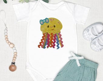 Embroidered Jellyfish T-Shirt or Baby Bodysuit