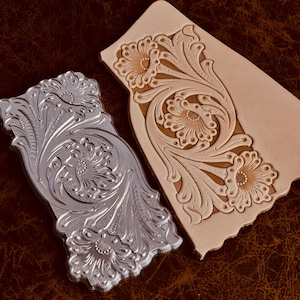 3D Vintage Western Floral Scroll Leather Embossing Mold, 60x180mm size, Aluminum Shaping Stamp, Sheridan Floral Scroll Leatherworking Tool