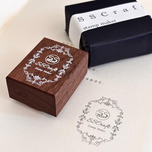 Custom LOGO Stamps, Personalised Rubber Stamp, Walnut Wood Base, Customize Business Logo Stamp, Book Stamp, Wedding Stamp