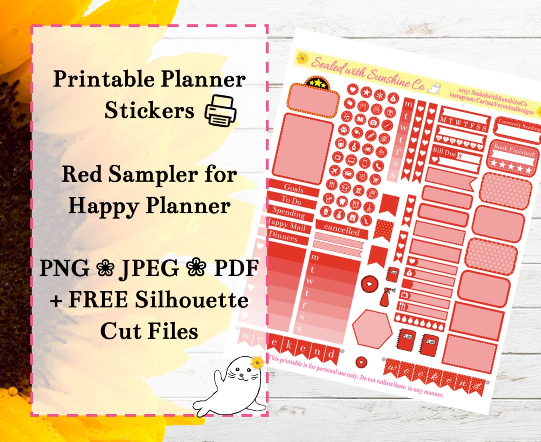 Red Sampler for the Happy Planner - Printable Planner Stickers ...