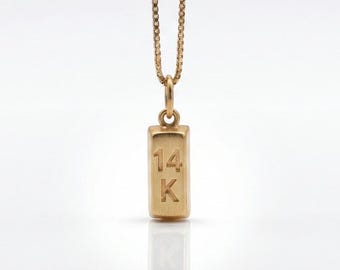 14k Gold Filled Bar Pendant • Sterling Silver Bullion Charm • Gift for Her or Him.
