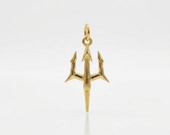 14K Gold Filled Trident Pendant Necklace • Poseidon Jewelry • Sea God Symbol • Trendy For Wear.