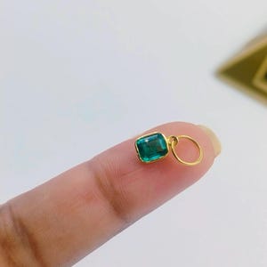 Zambian emerald charm 14k solid gold charm pendant Dainty delicate handmade charm May birthstone Gift for her bezel setting charm