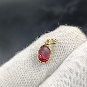Natural Tourmaline Gems minimal Charm/14k solid gold Pink Tourmaline pendant/Anniversary pendant/ birthstone/Valentine Pendant /Gift for her
