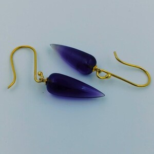 14K Gold Purple Amethyst Statement Earrings, Amethyst Drop Long Earrings, Gift For Love, February Birthstone Earrings, Amethyst Jewellery