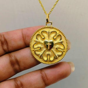 14K Gold Luther Rose Necklace, Martin Luther Seal Of Reformation Jewelry, Lutheran Cross Pendant Medal, Baptism Gift, Christening Necklace