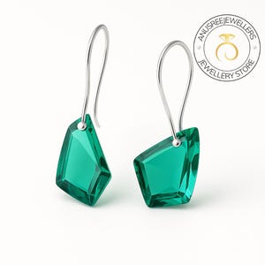 14K/10k Solid Gold Paraiba Tourmaline Drop Earring, Green Tourmaline Drop Dangle Earrings, Valentines Gift, Statement Earring, Gift for Her.