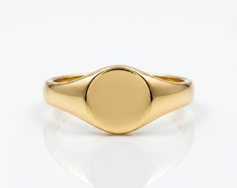 Gold Fill Signet Ring • Sterling Silver Stackable Band •  Dainty Modern Minimalist Gift For Her.