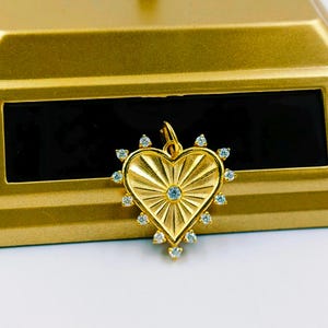 Beautiful 14k gold Heart Fluted Pendant 14k Gold Diamond Fluted Charm Handmade Gold Jewelry 14k Solid Gold Fluted Heart Lover Gift Pendant