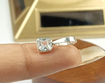 Handmade Sterling Silver Square Lab-Grown Diamond Charm