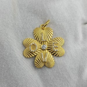14K Solid Gold Four Leaf Clover Charm Pendant, Lucky Clover Necklace, Symbol of Good Fortune, 14k Gold Jewelry, Lucky Gift Jewelry, Necklace