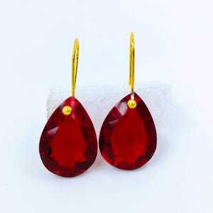 14K Gold Red Ruby Earrings, Red Teardrop Earrings, July Birthstone Earrings, Bridal Jewelry, Ruby Jewelry Christmas Gifts, Drops Earrings