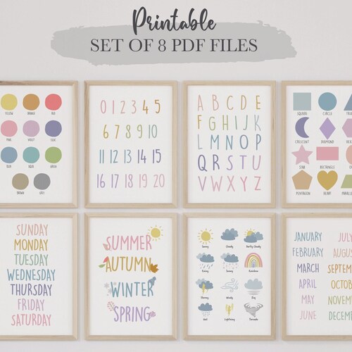Educational Prints for Kids Playroom Art Learning Posters - Etsy