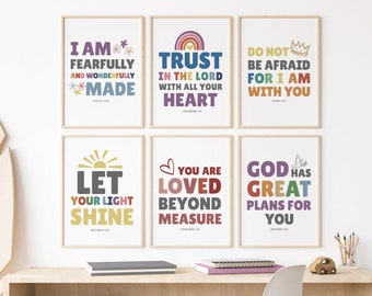 Kids Bible Verse Printable, Scripture Posters, Church Wall Art, Sunday School Decor, Christian Education, Homeschool, Preschool, Scripture