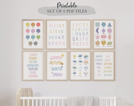 Educational Printables Montessori Classroom Kids Wall Art | Etsy