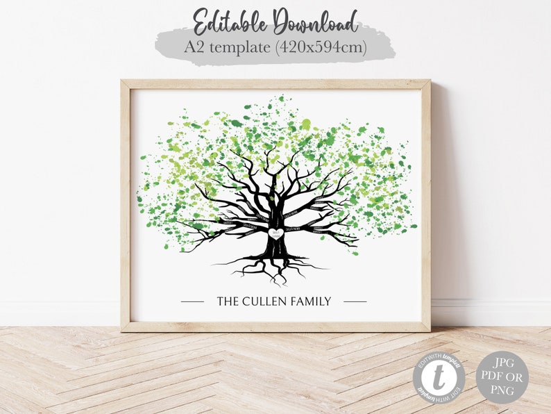 Family Tree Printable Pregnancy Announcement Gift for