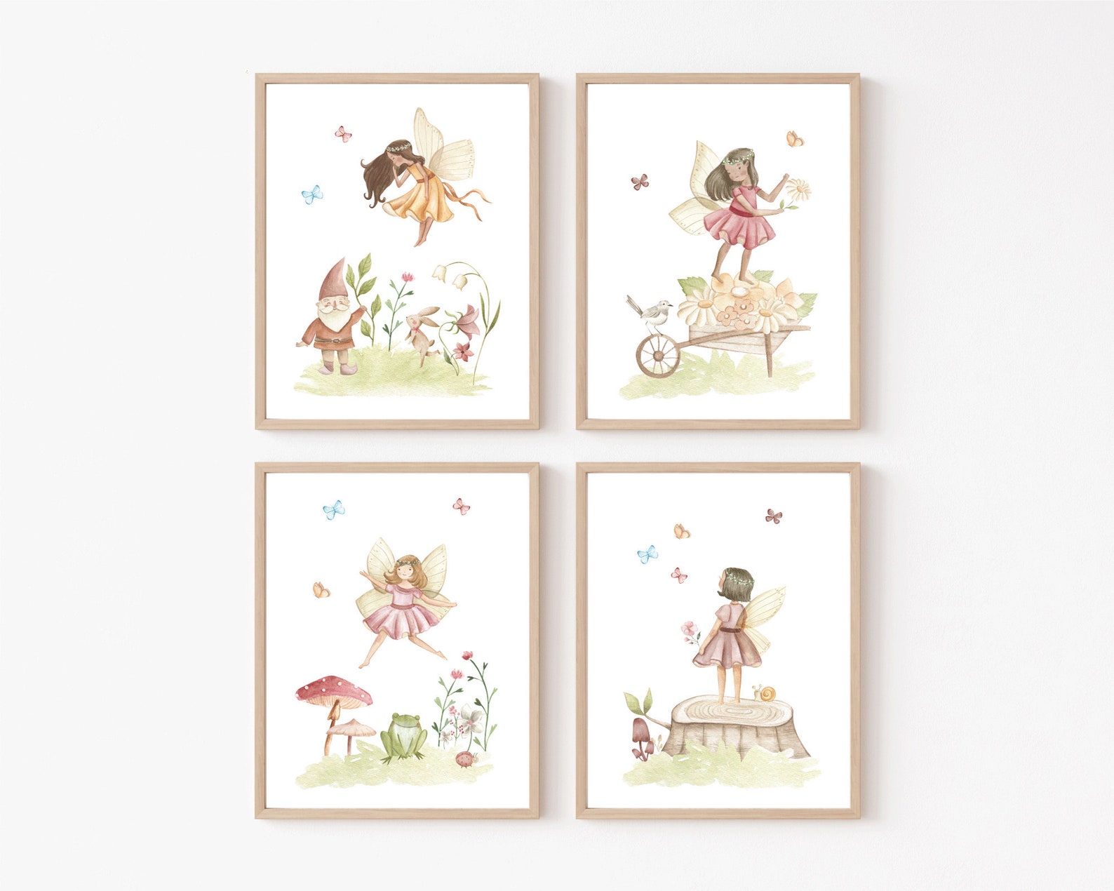 Fairy Garden Printable Set of 4 Prints Watercolour Fairies | Etsy