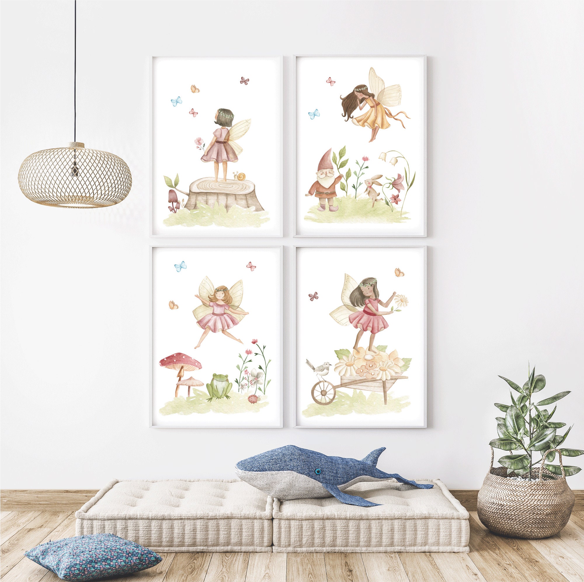 Fairy Garden Printable Set of 4 Prints Watercolour Fairies | Etsy