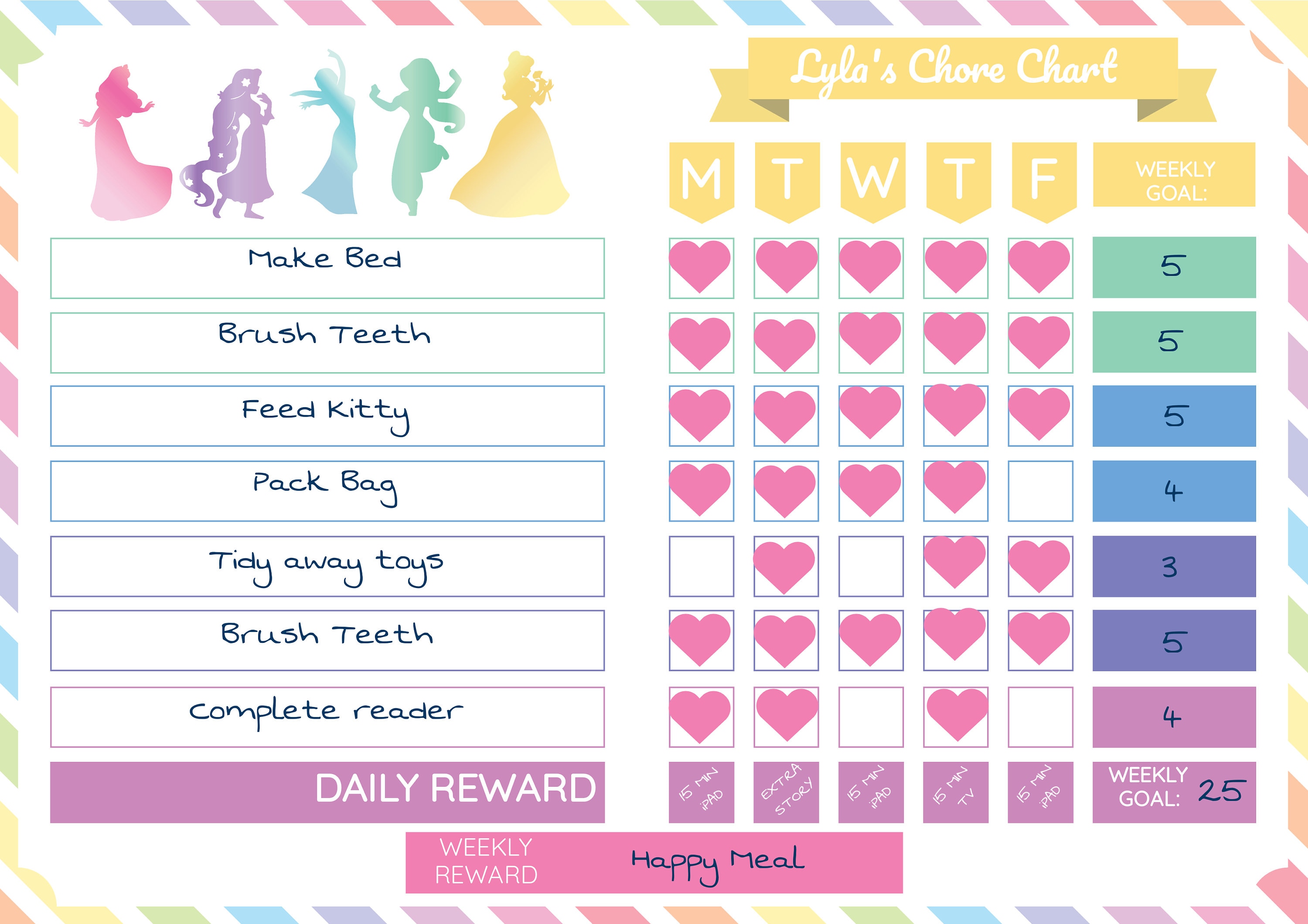 Princess Chart Printable