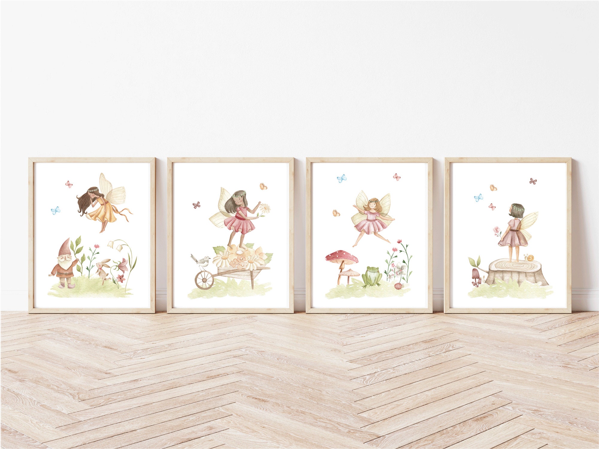 Fairy Garden Printable Set of 4 Prints Watercolour Fairies | Etsy