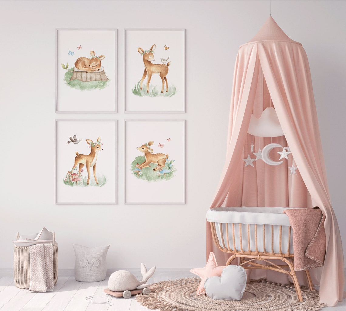 Baby Deer Nursery Print Single Print Woodland Nursery Decor Etsy