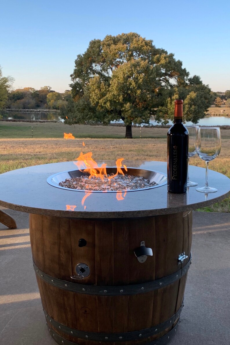 Wine Barrel Fire Table Etsy