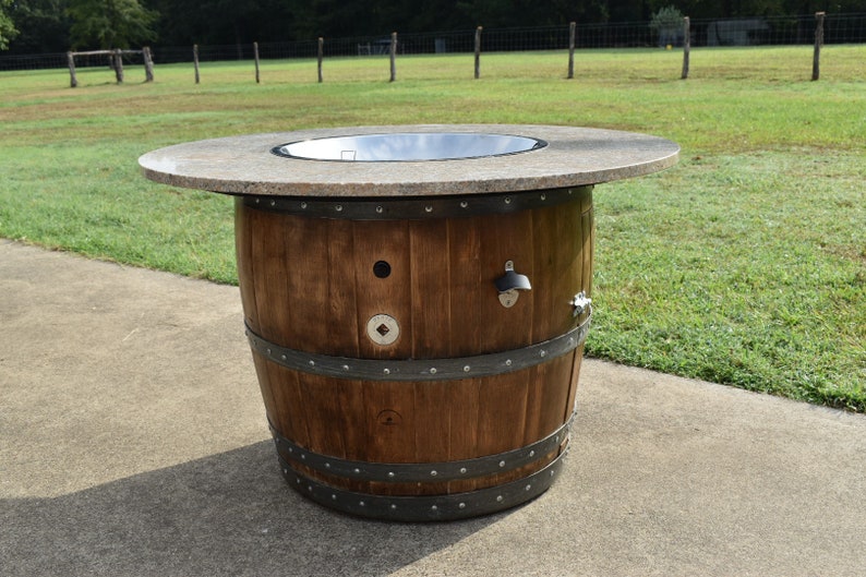 Wine Barrel Fire Table Etsy