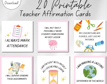 Printable Teacher Affirmation Cards, Printable Affirmation, New Teacher Gifts, Teacher Appreciation Gift, Back To School Gift, Printable