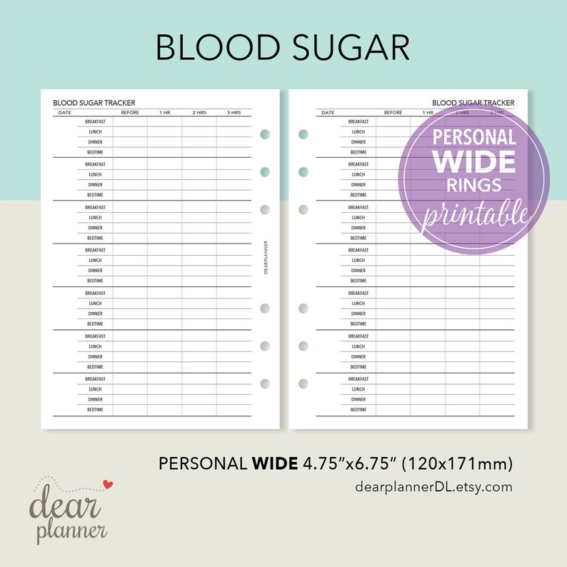 Printable Blood Sugar Tracker Glucose Levels Tracker Etsy