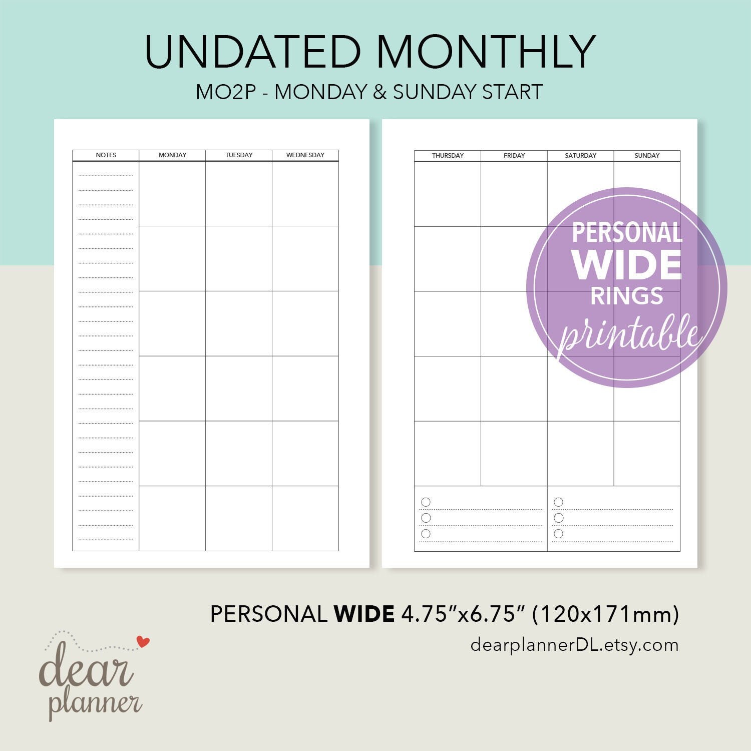 printable undated month on 2 page blank monthly calendar etsy