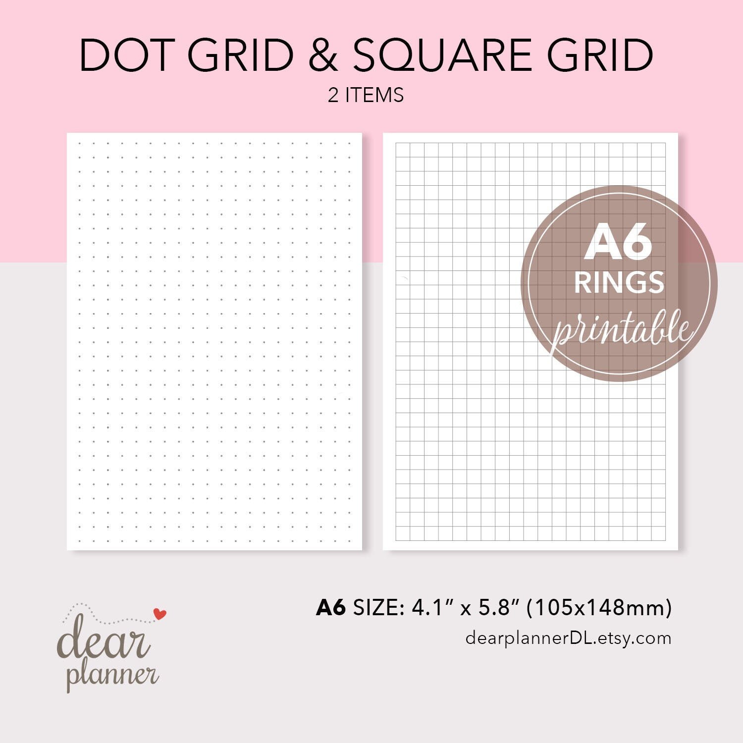 printable dot grid insert square grid paper to do list etsy