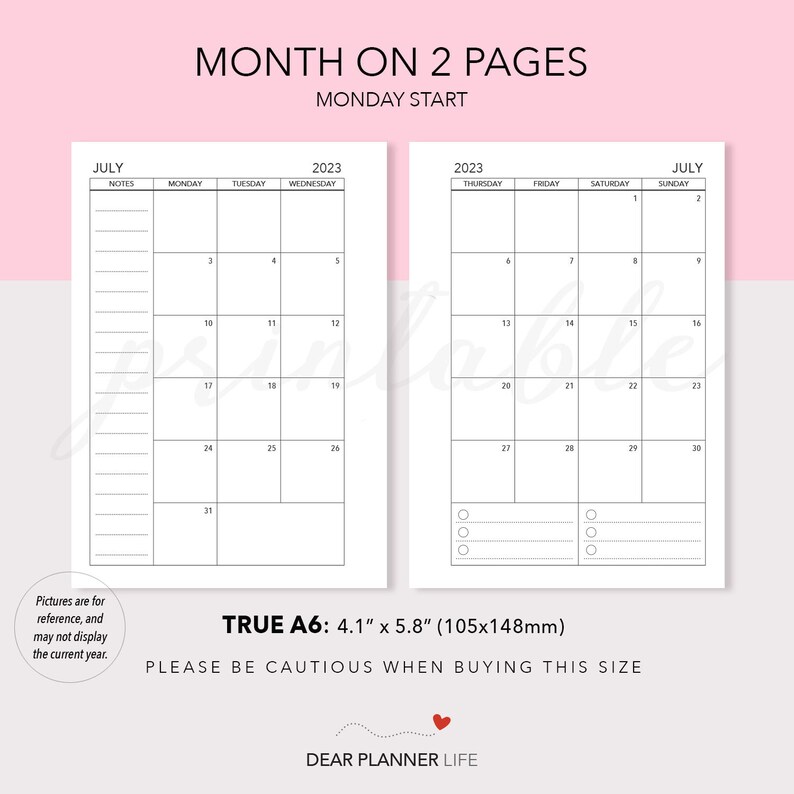 2025 Month on 2 Pages MONDAY Start Mo2p Calendar Dated Monthly Calendar ...