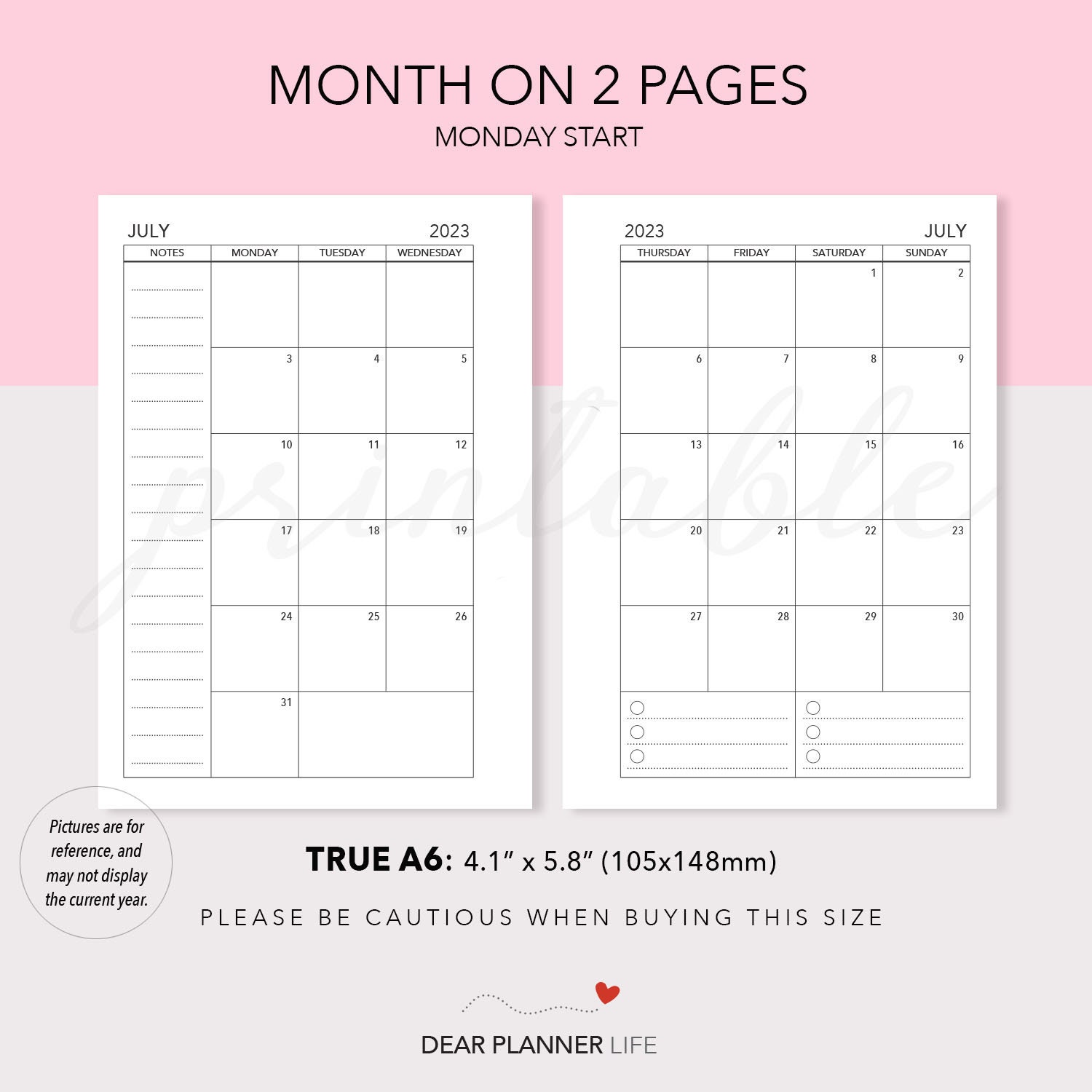 2025 Month on 2 Pages MONDAY Start Mo2p Calendar Dated Monthly Calendar ...