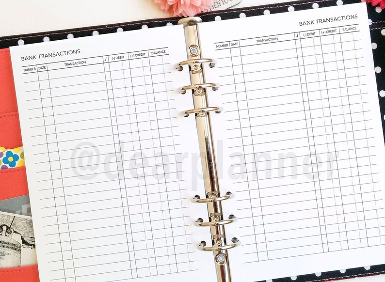Printable Checkbook Register Bank Transaction Tracker Etsy