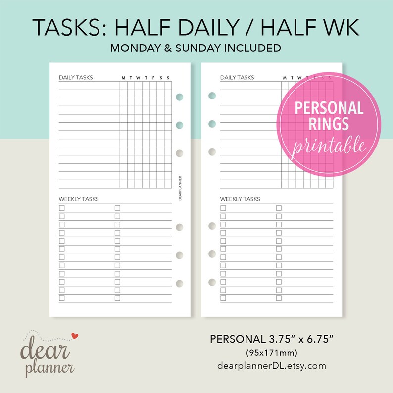 printable routine tasks insert half daily half weekly tracker habit tracker personal rings p03 weekly tasks