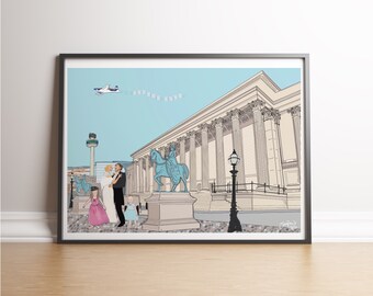 GEORGE/'S HALL ENGLAND OLD BW BLACK FRAMED ART PRINT B12X249 LIVERPOOL ST