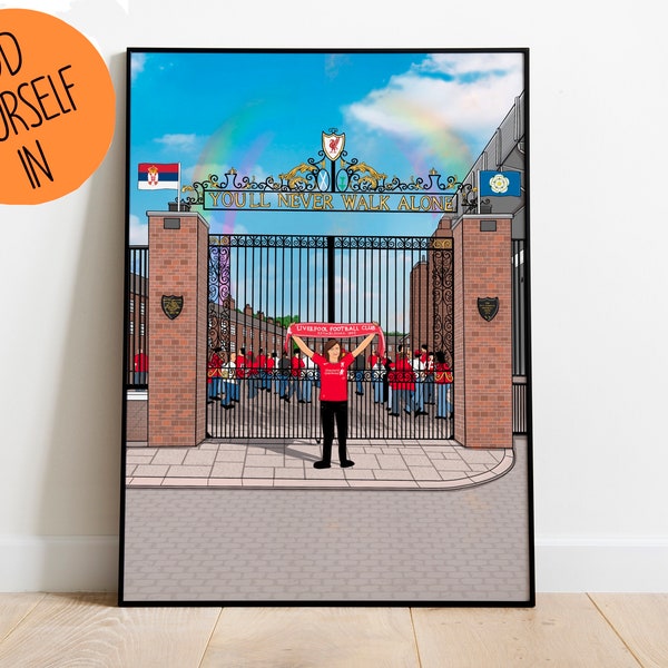Add Yourself In LFC Liverpool Football Club Art Portrait Shankly Gates Print Personal Gift