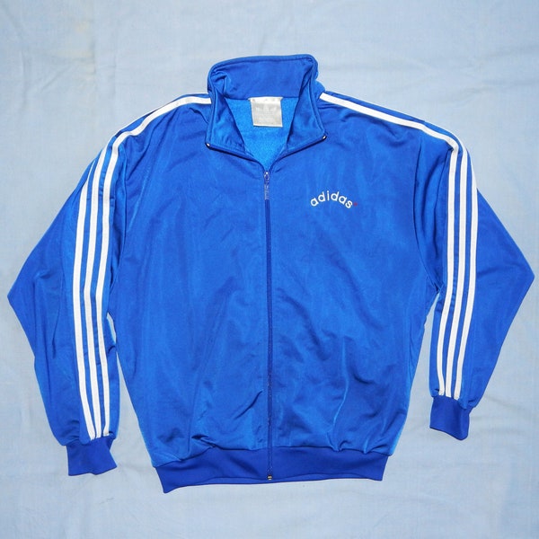 Vintage 1990s Adidas Trefoils Jacket, Size UK 36/38, D 4, F 168, I 4, Blue/White