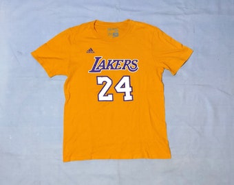 Authentisches Los Angeles Lakers Kobe Bryant Basketball-NBA-T-Shirt, hergestellt von Adidas Trefoil, Größe 14–16 Jahre, gelbe Farbe