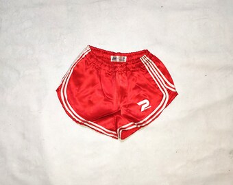 Patrick vintage années 1980 Made in Italy Short de course, sac original, taille 34, rouge / blanc