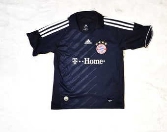 Maillot officiel de football du Bayern Munchen Munich, taille 10-12 ans, D 140, couleur bleu foncé/blanc