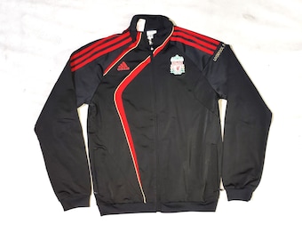 Liverpool Offizielle Fußball Trainingsjacke von Adidas Trefoils, Größe 14 Jahre, D 164, Grau/Rot