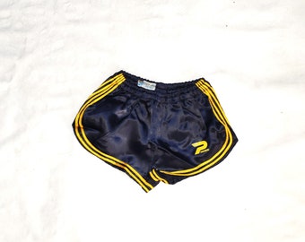 Patrick Vintage 1980s Made in Italy Running Short Shorts, Original Bag, Size 36, Black/Yellow