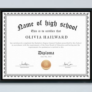 Plantilla de diploma de escuela secundaria, diploma editable en Canva, diploma personalizable y editable, diploma de educación general, diploma de educación en el hogar